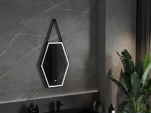 Mexen Orla, LED koupelnové zrcadlo s podsvícením a černým rámem 50x70 cm, 6000K, ochrana proti zamlžování, 9815-050-070-611-70