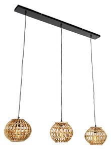 Venkovská závěsná lampa bambus 3-světlo - Canna
