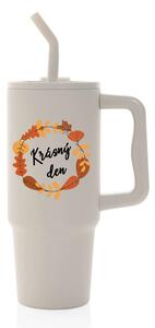 KRÁSNÝ DEN (PODZIM) - béžový cestovní termohrnek 900 ml