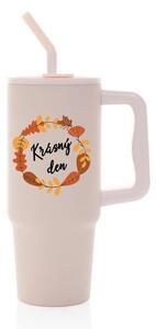 KRÁSNÝ DEN (PODZIM) - růžový cestovní termohrnek 900 ml