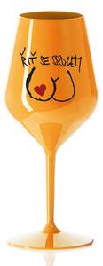 ŘIŤ SE SRDCEM - oranžová nerozbitná sklenice na víno 470 ml