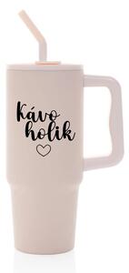 KÁVOHOLIK - růžový cestovní termohrnek 900 ml