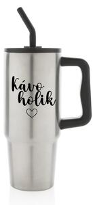 KÁVOHOLIK - stříbrný cestovní termohrnek 900 ml