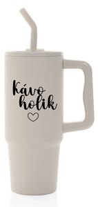KÁVOHOLIK - béžový cestovní termohrnek 900 ml