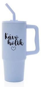 KÁVOHOLIK - světle modrý cestovní termohrnek 900 ml