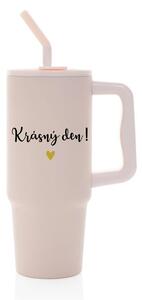 KRÁSNÝ DEN - růžový cestovní termohrnek 900 ml