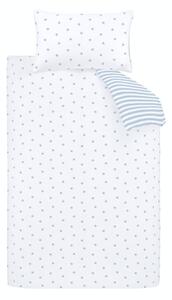 Bílé/modré bavlněné dětské povlečení na jednolůžko 135x200 cm Mini Star & Stripes – Bianca
