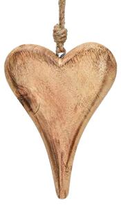 Srdce z mangového dřeva na zavěšení 15 cm