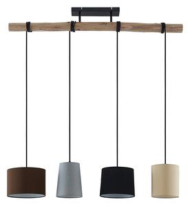 Závěsná svítidlo Lindby, Amilia, stmívatelné, Dřevo, Kuchyně, Tkanina / Textil, Moderní