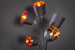 Černo - zlatá kovová stojací lampa Levero, 178 cm