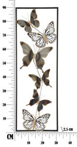 Nástěnná dekorace Mauro Ferretti Butterflies, 31x2,5x90 cm, černá/zlatá