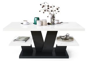 VIVA Bílý Lesk/Černý Mat - moderní konferenční stolek s policemi