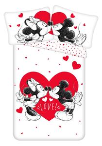 Červeno-bílé bavlněné dětské povlečení na jednolůžko 140x200 cm Mickey and Minnie "Love" – Jerry Fabrics