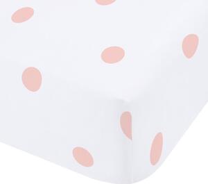Bílé/růžové napínací flanelové prostěradlo 135x190 cm Polka Dot – Catherine Lansfield