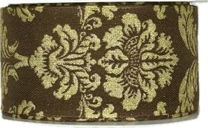 Vánoční stuha ROYAL NIGHT BROWN hnědá 40mm x 3m (12,-Kč/m)
