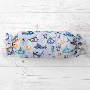 Biante Dětský polštář válec bonbon Sandra SA-673 Podmořský svět modrý 15x40 cm