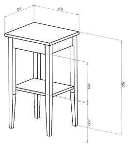 Noční stolek Taloumne, 40x35x70 cm, bílý dub/bílá