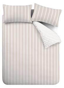 Béžové bavlněné prodloužené povlečení na dvoulůžko 230x220 cm Ashford Stripe – Bianca