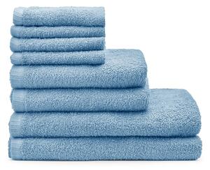 Modré rychleschnoucí/froté bavlněné ručníky a osušky v sadě 8 ks Quick Dry – Catherine Lansfield