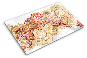 Krájecí prkénko skleněné Paisley motiv v odstínech červené a zlaté ddk-nr-wm-00006136