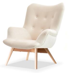 Designové křeslo Florentino (krémová + dub). Akce -15%