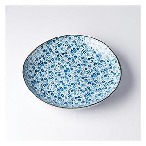Modro-bílý keramický talíř MIJ Daisy, ø 23 cm