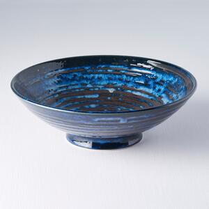 Modrá keramická servírovací mísa MIJ Copper Swirl, ø 25 cm