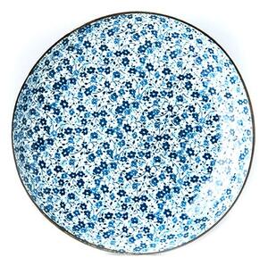 Modro-bílý keramický talíř MIJ Daisy, ø 23 cm