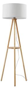 Stojací Lampa Lindby, Adamio, Bílá, Obývací pokoj, Tkanina / Textil, Venkovský / rustikální