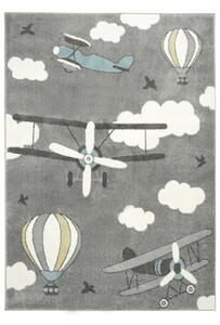 Makro Abra Dětský kusový koberec Lima 9359B Letadla Létající balóny šedý krémový Rozměr: 160x230 cm