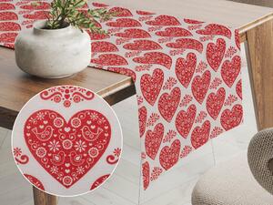Biante Dekorační běhoun na stůl PML-094 Červená srdce na bílém 20x180 cm
