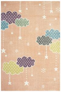 Makro Abra Dětský kusový koberec Lima B069A Hvězdy mráčky růžový Rozměr: 140x190 cm
