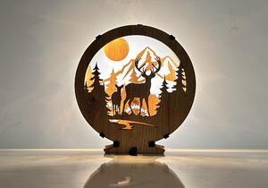 "Jelen a laň" lampa 20x22cm provedení povrchu: dub světlý