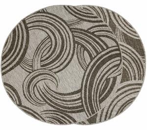 Balta Kulatý sisalový koberec oboustranný Brussels 205449/11020 Geometrický Kruhy šedý grafitový Rozměr: průměr 120 cm