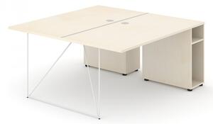 NARBUTAS - Dvoumístný pracovní stůl AIR s otevřenými policemi 160x160