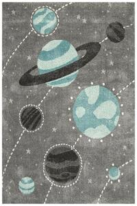 Makro Abra Dětský kusový koberec Lima F495A Planety Vesmír šedý modrý Rozměr: 80x150 cm