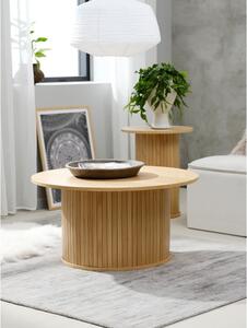 Kulatý konferenční stolek v dekoru dubu v přírodní barvě ø 90 cm Nola – Unique Furniture