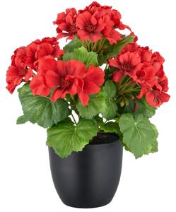 Umělá květina Geránium červená v květináči - venkovní, 36cm