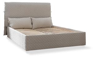 Béžová čalouněná dvoulůžková postel s úložným prostorem s roštem 140x200 cm Sleepy Luna – Miuform