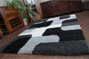 Makro Abra Kusový koberec Shaggy ZENA 2526A šedý černý krémový Rozměr: 140x190 cm