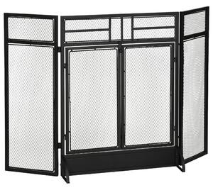 HOMCOM Oheň Obrazovka Skládací Ochranný Předek Krbu se 3-Dílnými Dvoukřídlovými Dveřmi a Dalšími Nohy 120x11.5x79 cm Černá Kovová Konstrukce | Aosom
