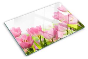 Krájecí prkénko skleněné Růžové tulipány v zahradě ddk-nr-wm-00006452