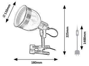 Retro kovová stolní lampa s klipem, Rabalux 3092 FLINT