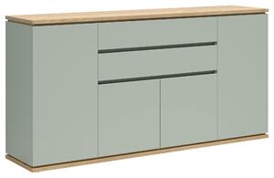 ŠIROKÁ KOMODA, barvy dubu, šalvějově zelená, 184/93/42 cm Xora - Online Only komody, Online Only