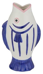 BACALHAU Váza ryba 15 cm - tm. modrá/bílá