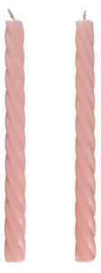 TWISTED Sada lesklých svíček 2 ks 25,5 cm - sv. růžová