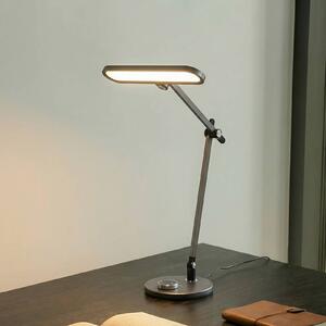 Lindby Stolní lampa LED Elvir, šedá, hliník, výška 53 cm,, stmívatelný, Hliník / šedá / zinek, Obývací pokoj / jídelna, Hliník, Moderní