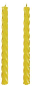 TWISTED Sada lesklých svíček 2 ks 25,5 cm - sv. žlutá