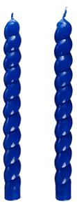 TWISTED Sada lesklých svíček 2 ks 25,5 cm - modrá