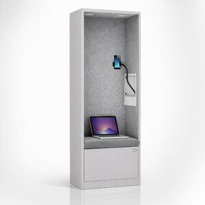 Skříň se sedákem a zónou ticha SALLY MentalBox, šedá konstrukce, šedý sedák, 1850 x 600 x 400 mm